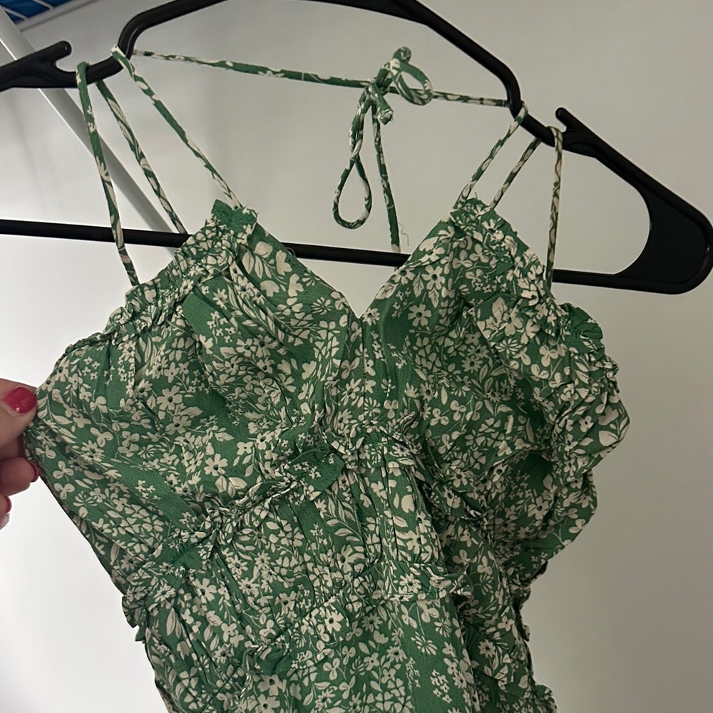 Green Floral Women's Long Dress